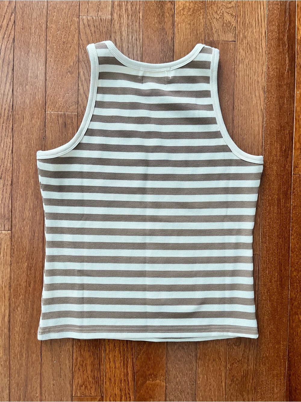 CJLA Waffle Knit Tank Cafe Brown & Cream - Picture 3 of 3